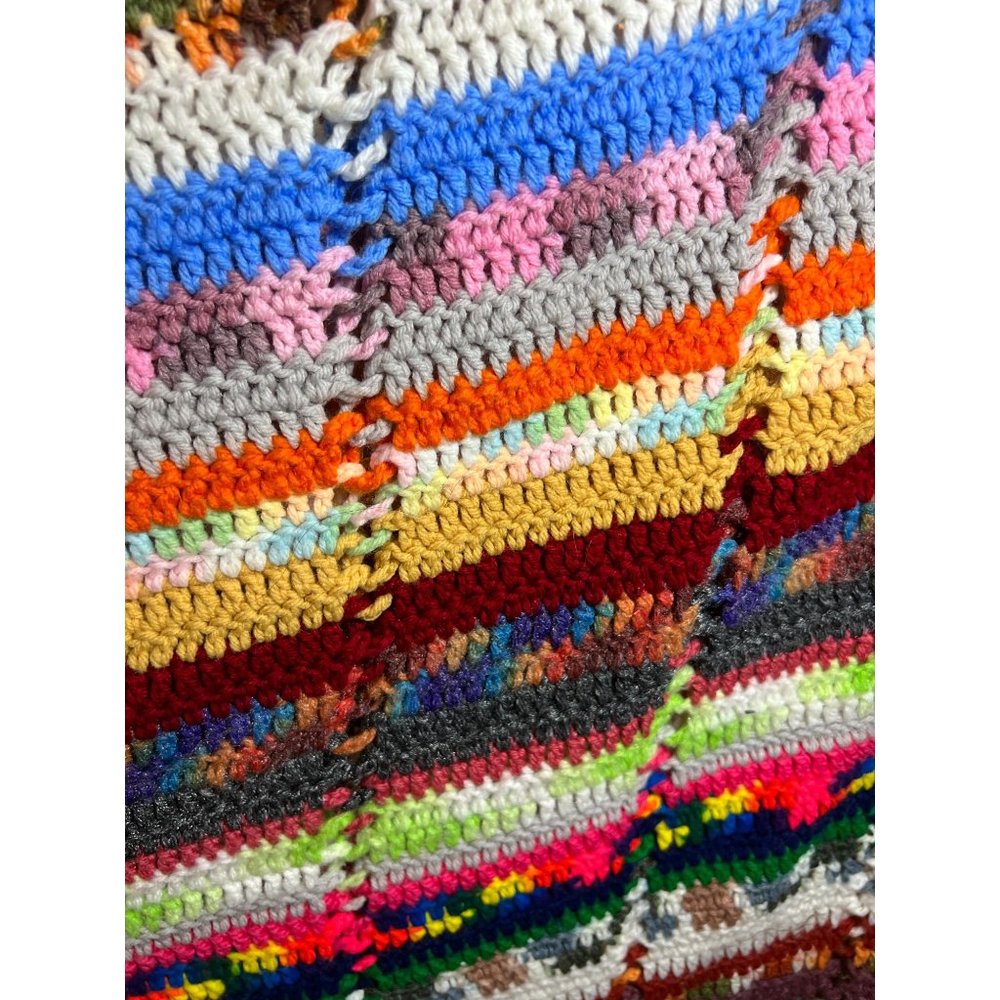 LARGE Handmade Knitted Blanket Afghan Bed Cover 134" (11 ft) x 62" Warm Gift - Picture 7 of 7